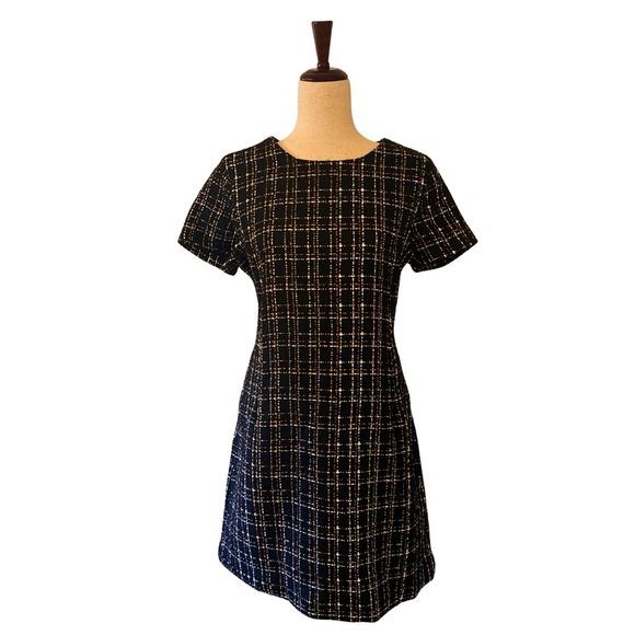 On 34th Black Tweed Dress with Gold Metallic Flecks - 8 - Picture 3 of 9